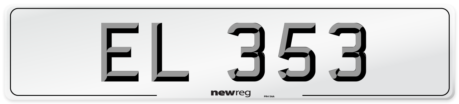 EL 353 Number Plate from New Reg